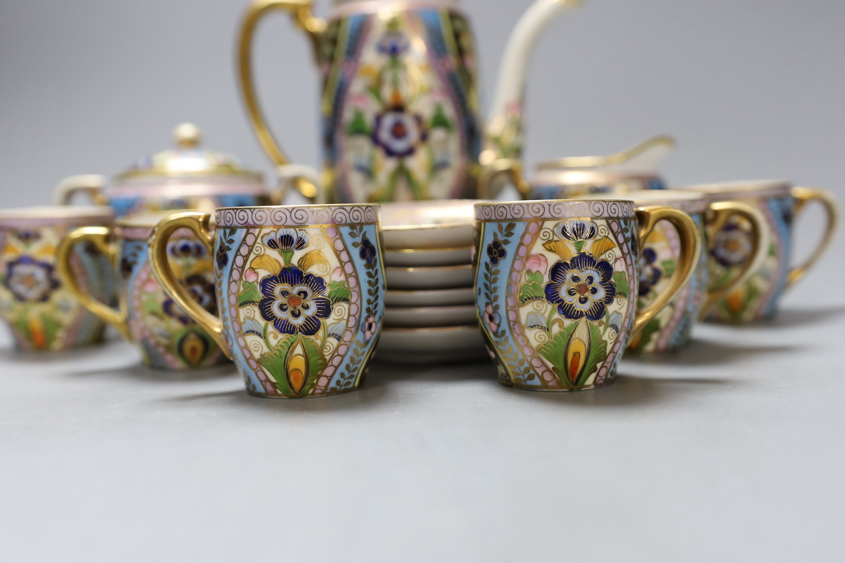 A Noritake six-piece coffee set